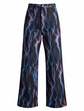 Dolls Kill Current Mood Size Small Wrath Of The Gods Lightning Print Jeans XS